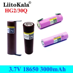 Hot LiitoKala HG2 30Q 18650 3000mah 3.7V High discharge 18650 Battery 30A Rechargeable High Drain Battery or Box Mod flashlight