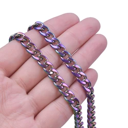 Rainbow/Silver Color Link Chain Necklace For Women Men Accessories Stainless Steel Necklaces Bracelets Fashion Jewelry 20-90 cm