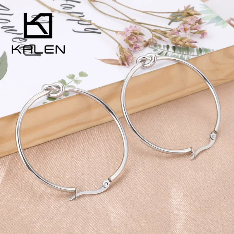 KALEN Simple Hoop Earrings For Women Tri-Color Stainless Steel Hoop Earrings Women Wedding Jewelry Boucle Doreille Femme 2019