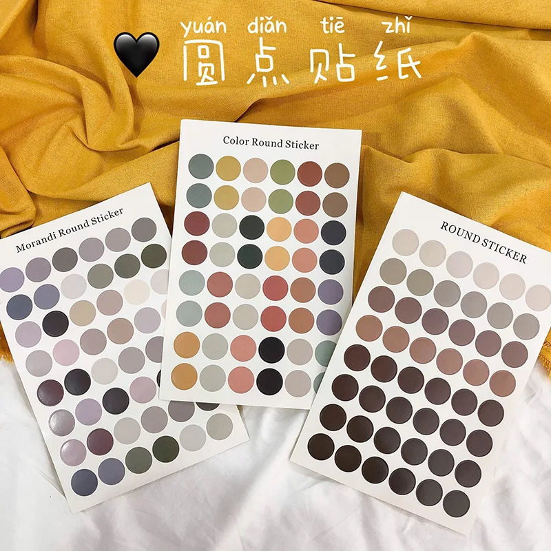 1pc Ins Color Round Stickers Scrapbooking Morandi PVC Photo Card Sealing Stickers Concise Metope Decorative Sticker Stationery