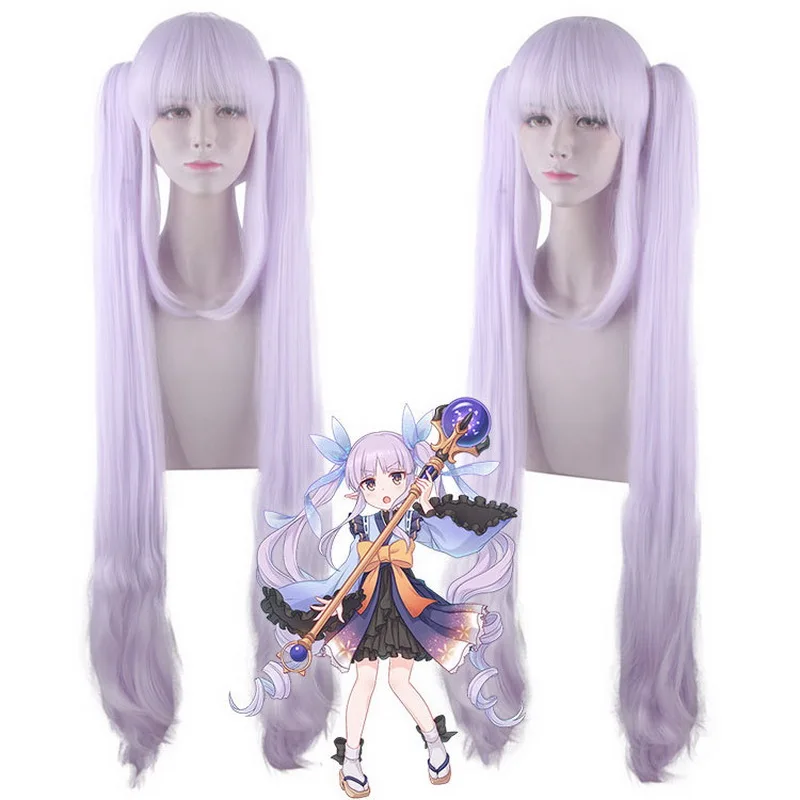 

100cm Anime Princess Re:Dive Hikawa Kyoka Purple Cosplay Wig Synthetic Hair Double Ponytail Hair Wigs For Halloween Party