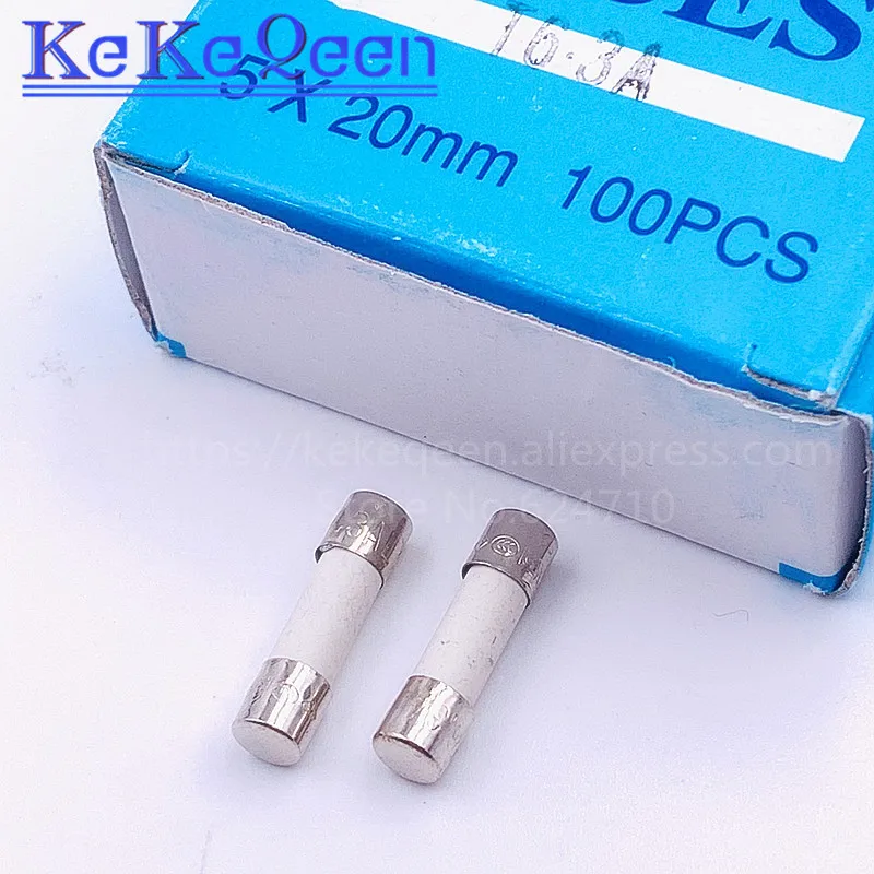 10pcs Ceramic Fuse 5*20mm Slow Blow Fuse 5*20 T0.5A T500MA T1A T2A T3A T3.15A T4A T5A T6.3A T8A T10A T15A T20A 250V 5mm*20mm