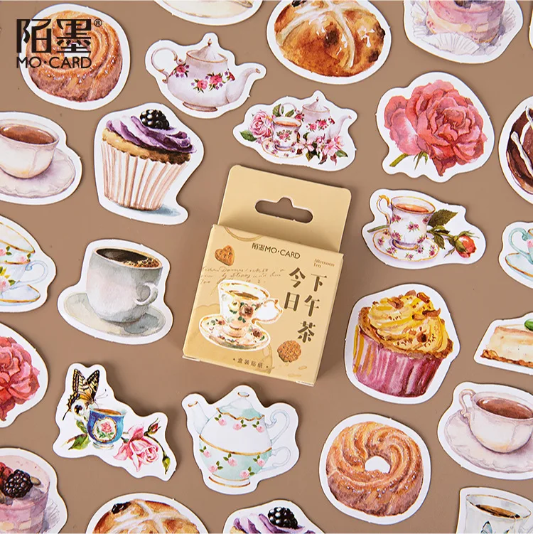 46pcs/pack Cake Dessert Drink Style Stickers For Label Diary Stationery Album Journal Planners