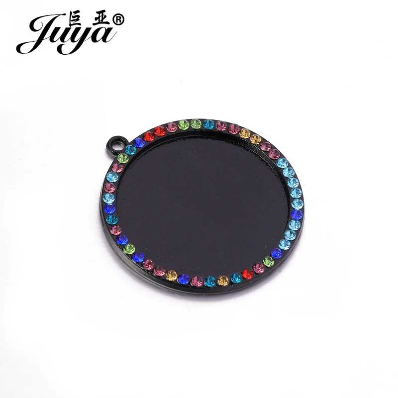 JUYA 5 teile/los 25/30mm Runde Cabochon Einstellung Diamant Handwerk Zubehör Anhänger Basis DIY Schmuck, Die Entdeckungen Für halskette – Detail 13