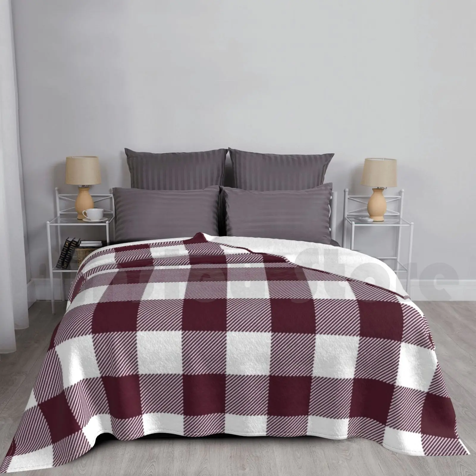 

Gingham Bordeaux Blanket For Sofa Bed Travel Gingham Vichy Squares Bordeaux Holiday Stylish Prosperity