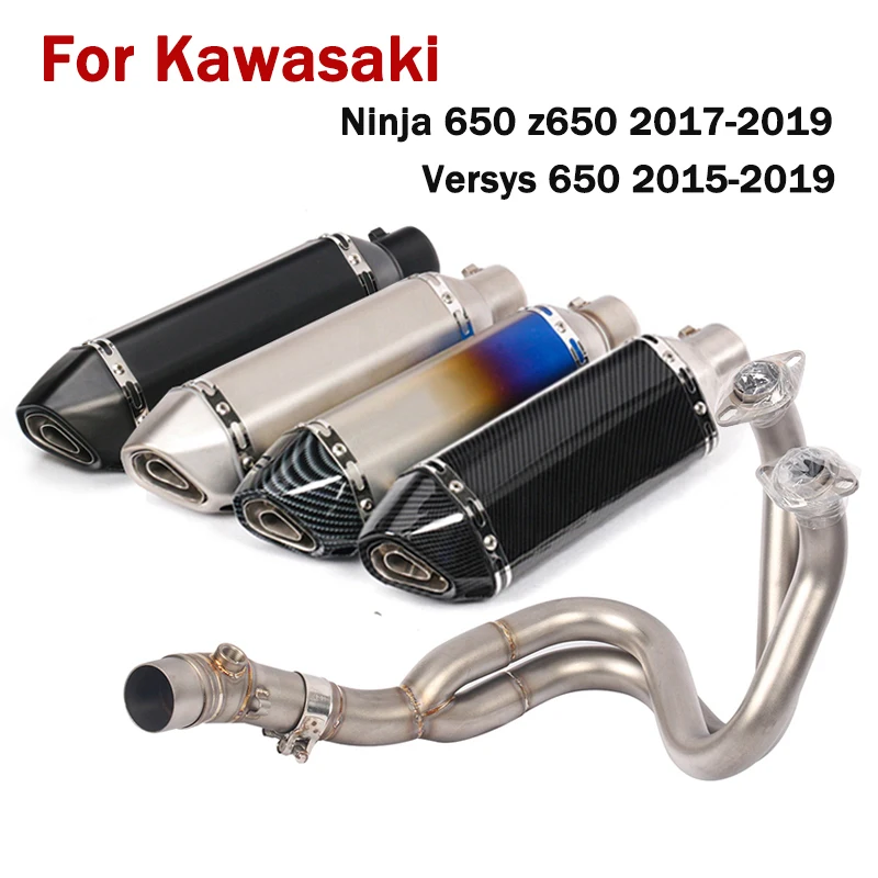 

Slip On Exhaust System Front Link Pipe Connect 51mm Muffler DB Killer For Kawasaki Ninja 650 Z650 Versys 650 2017-2019