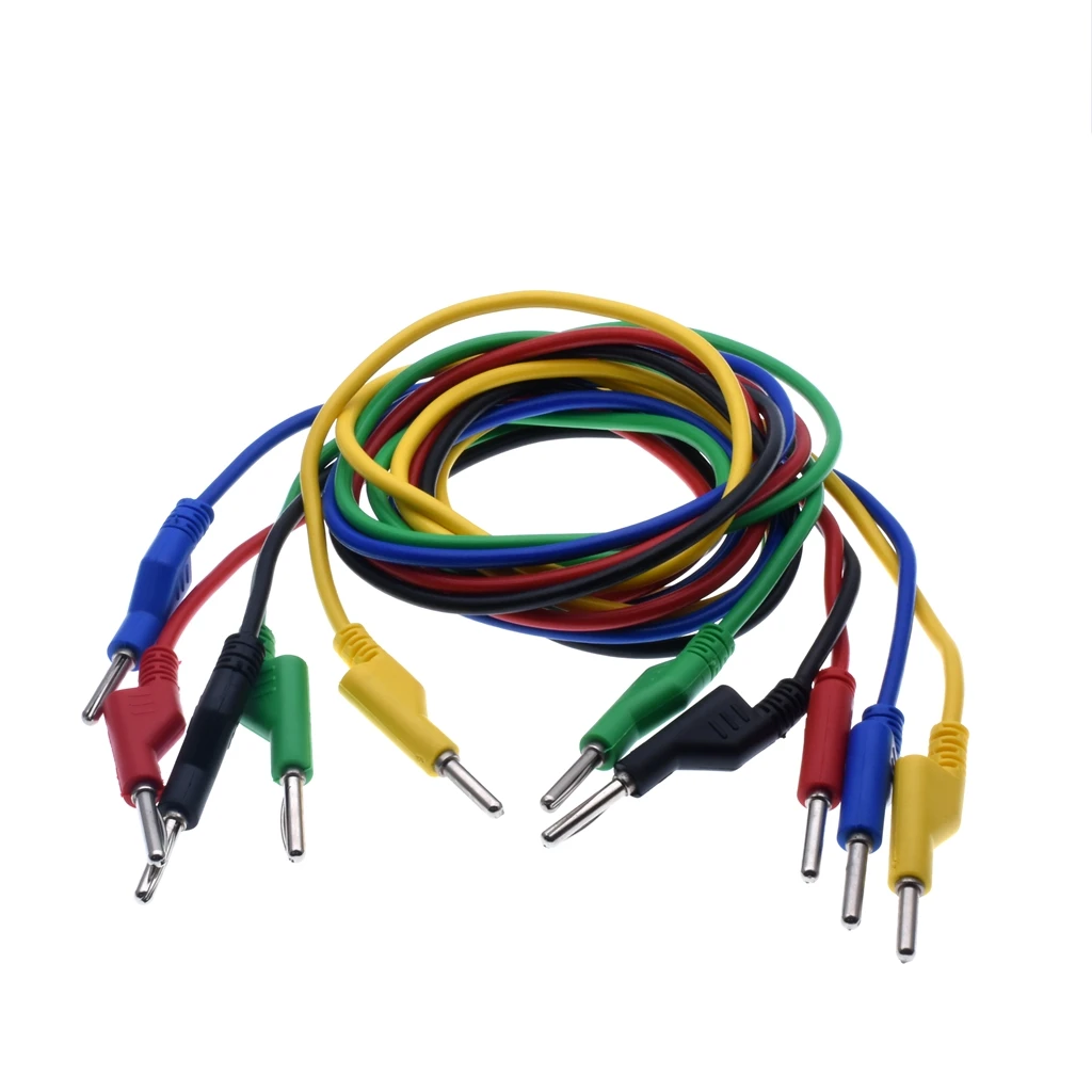 5pcs double Ended Stackable 4MM Banana Plug Male Jack high voltage silicone wire Multimeter Test Cable Lead Cord M/M 1M*