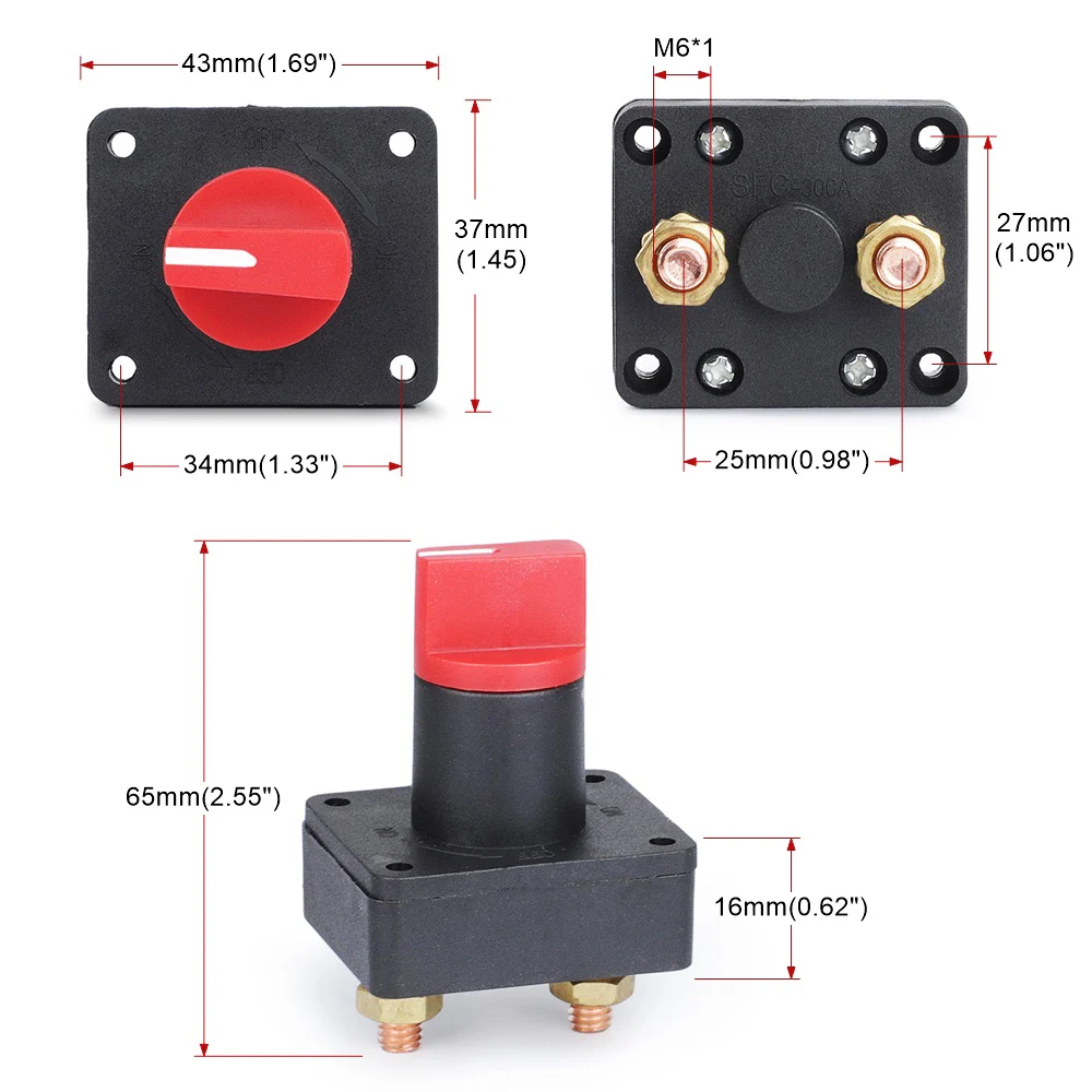 12V 100A Mini Waterproof Battery Isolator Disconnect Cut Off Switch Battery Cut Off Power Portabl Auto Car Truck Boat Camper