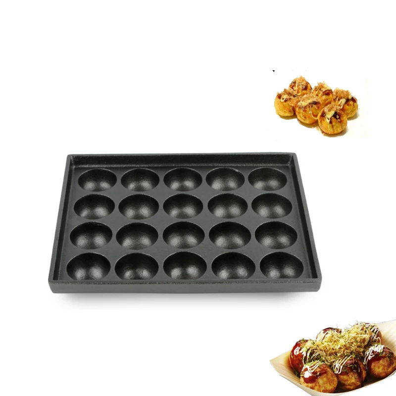 

20Holes Cast Iron Pot Takoyaki Pan Uncoated Takoyaki Pot Meatball Mould Cake Mould Egg Dumpling Frying Pan