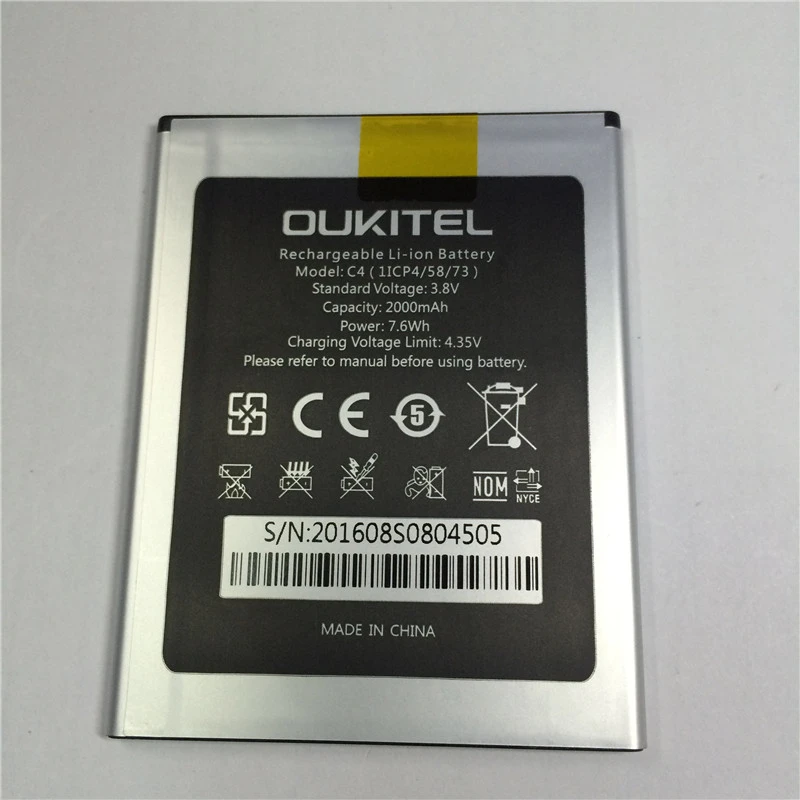 

New production date for OUKITEL C4 battery 2000mAh Long standby time High capacity for OUKITEL C4 battery