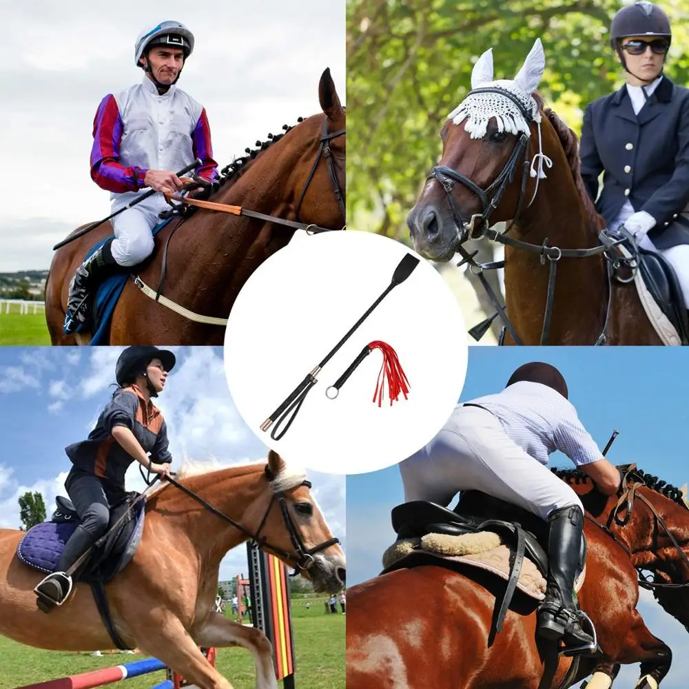 21 Inch Horse Supply Riding Crop Jump Bat and PU Leather Short Black Red Riding Whip for Horse Teaching Training Projetc