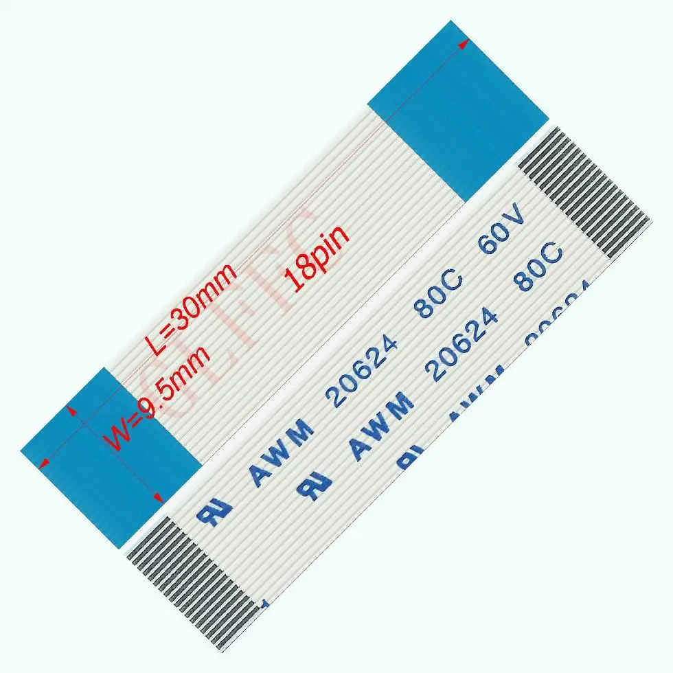 17p 18p 20p 21p 22p 24p 26p 28p 29p 0.5pitch 30mm~2000mm A-type Flexible Flat Cable FFC awm 20624 ROHS for TTL LCD DVD Computer