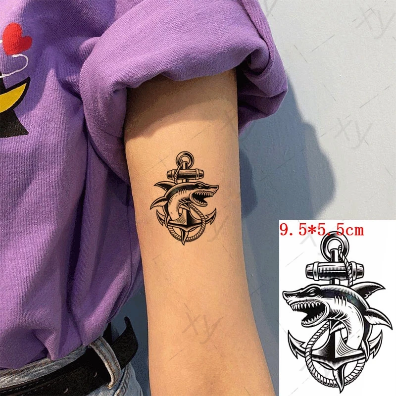 Waterproof Temporary Tattoo Sticker Shark Anchor Element Small Size The Body Art Flash Tatoo Fake Tatto for Woman Men