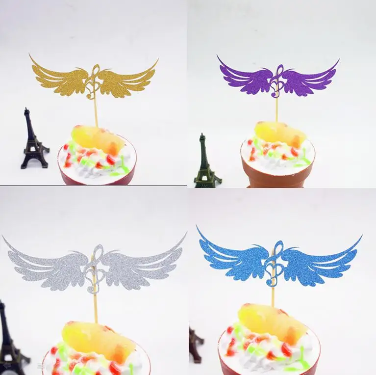 

10pcs Multi Colors Birthday Cake Flag Topper Music Angel Flags For Wedding Birthday Party Cake Baking Decoration Supplies