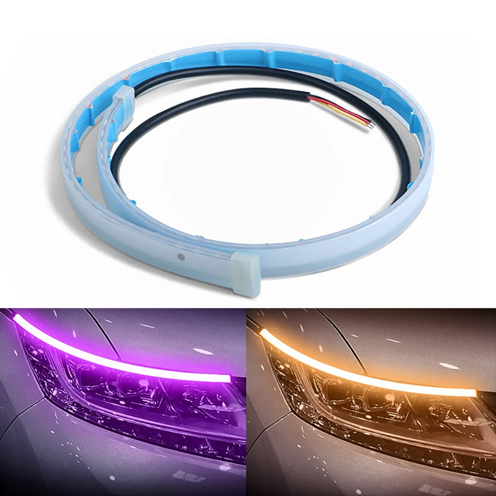

2PCS Car led DRL Daytime Running Light Strip Waterproof 30cm 45cm 60cm Flexible Soft Tube Guide Headlight LED Strip Lights
