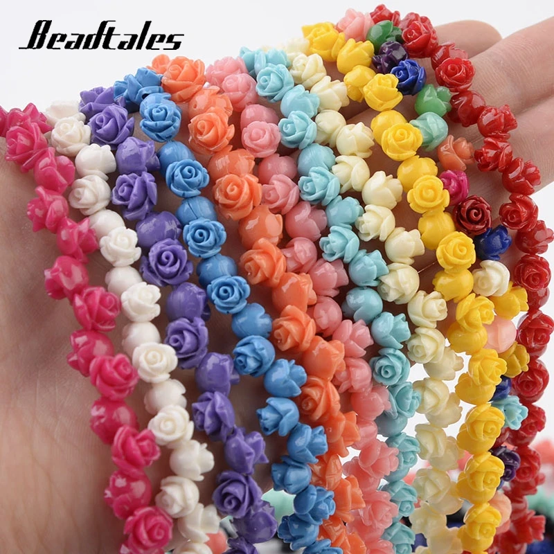 

Resin Imitation Coral Rose Natural Flower Shape Loose Spacer Beads For Needlework Jewelry Making DIY Bracelet Earrings 15''