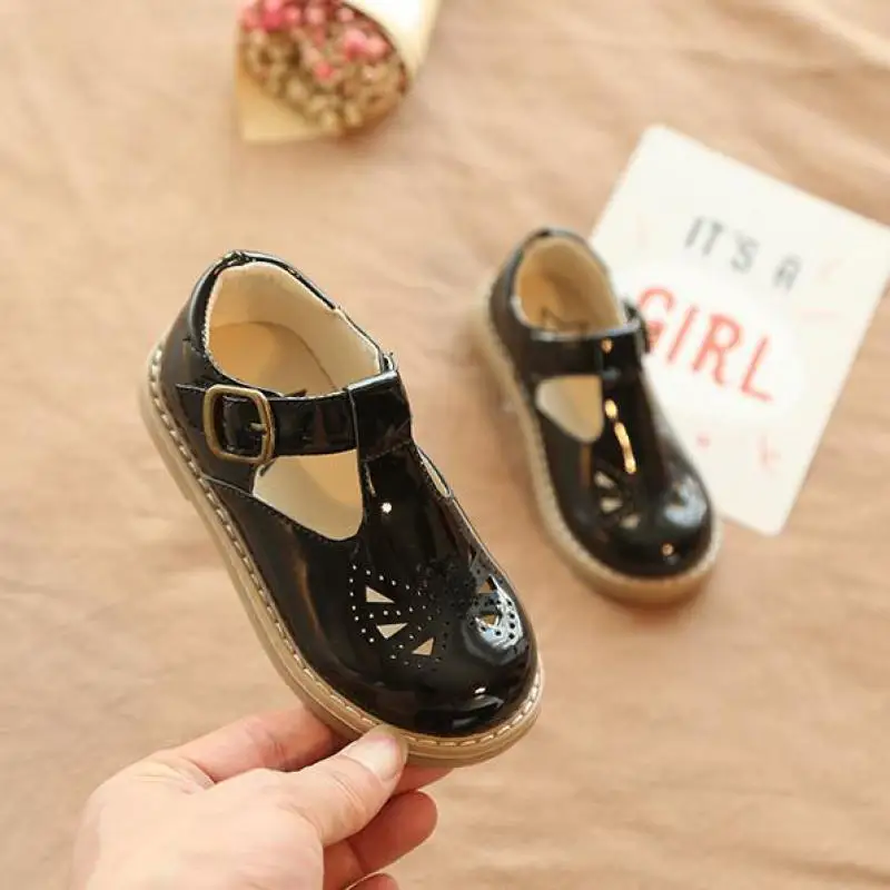 New Children Toddler Baby Little Girls Boys Summer Hollow Leather Shoes For Girls Kids Vintage Dress Shoes Size 21-30 B907