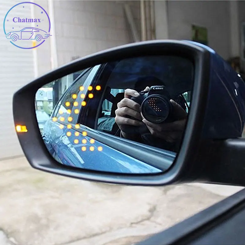 For Skoda Rapid 2013-2016 Car Left Right Side Wing Side Rearview Blue Mirror HD Glass Lens With Heated Function LED Turn Signal