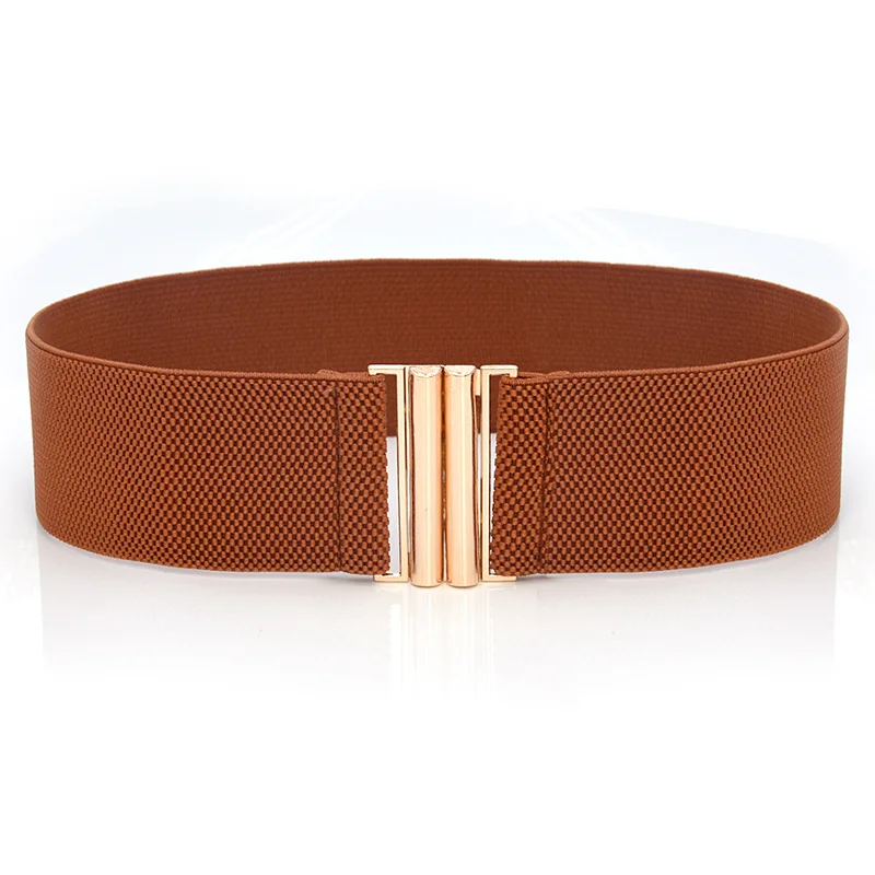 Women Wide Elastic Waist Belt Solid Color Dress Belt Accessories Stretch Elastic Wide Corset Waist Metal Buckle Female Belt Hot