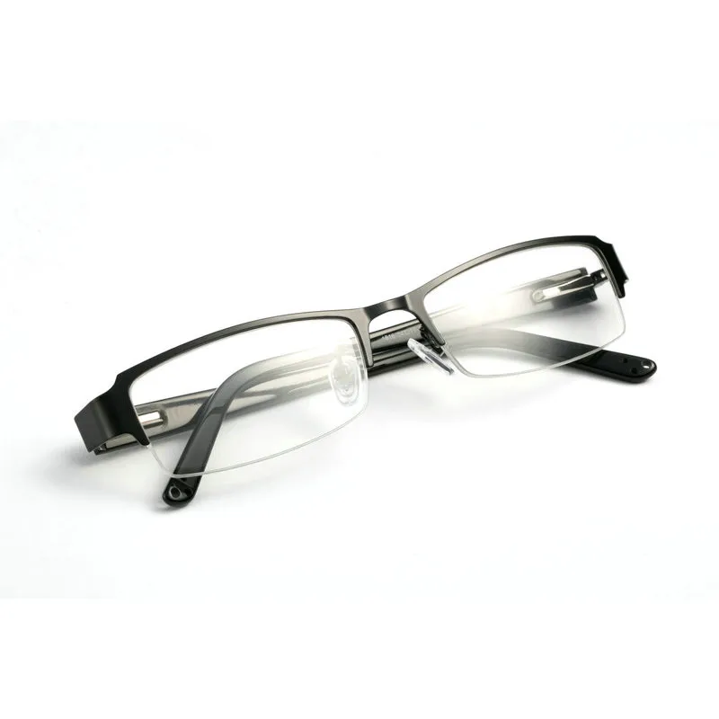 BCLEAR Classic Half-Rim Alloy Eyeglasses Frame Brand Designer Business Men Frame Spectacle Glasses Spring Hinge On Acetate Legs