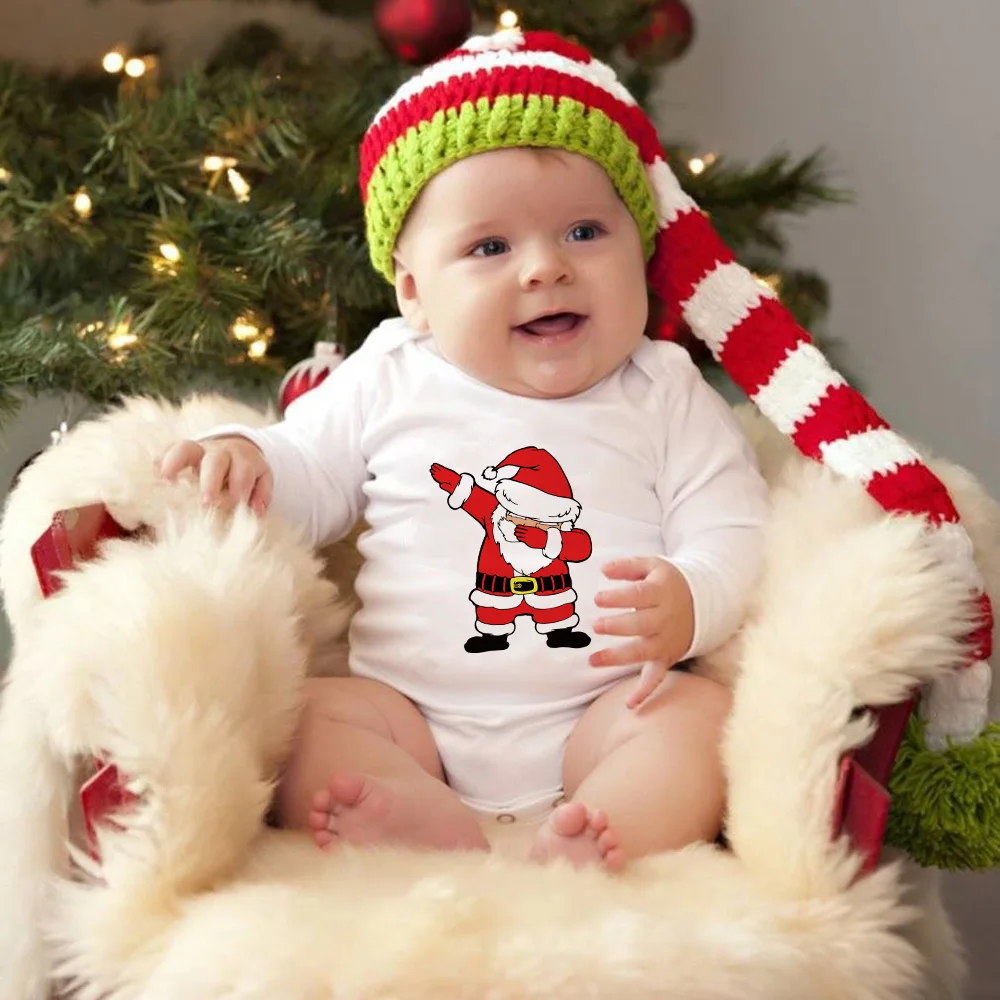 Cartoon Santa Newborn Baby Infant Romper Bodysuits Cute Comfortable Toddler Boy Girl Long Sleeve Jumpsuit Christmas Party Gifts