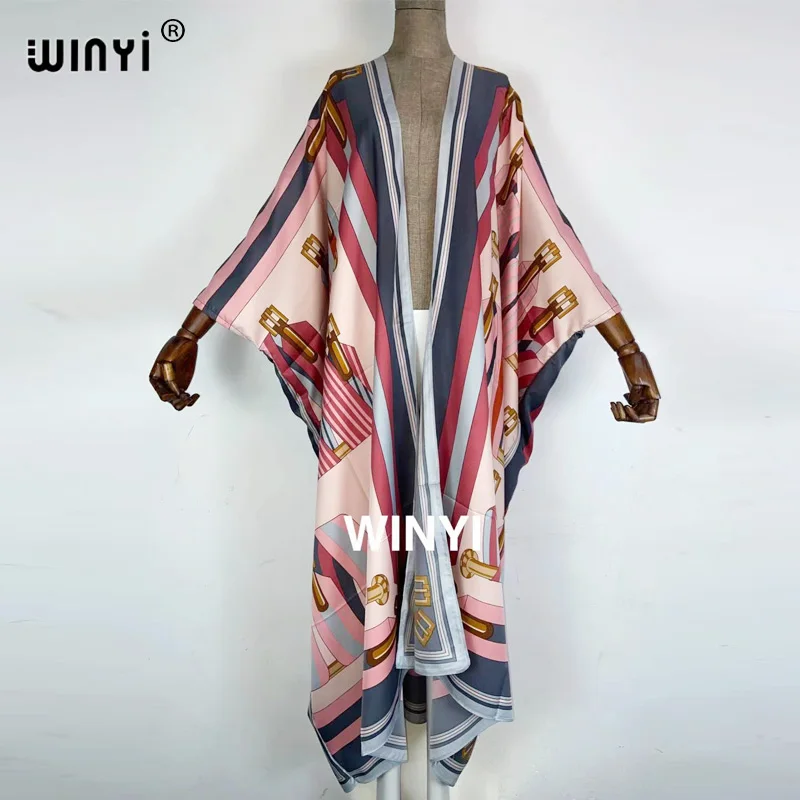 2021winyi Africa Summer Women Cardigan stitch robe femme beah Cocktail sexcy Boho Maxi African Holiday Batwing Sleeve TWILL Robe