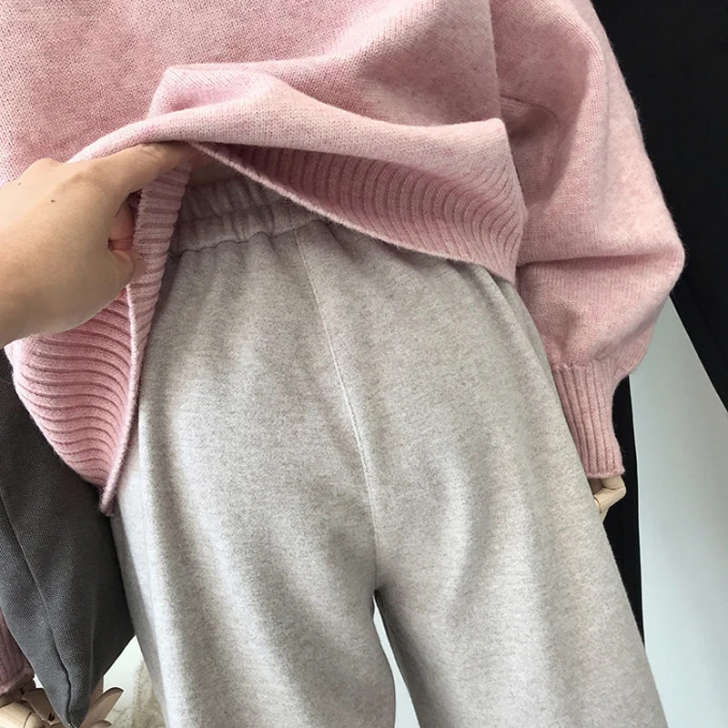 Winter Thicken Women Pencil Pants Wool Pants Female 2019 Autumn High Waist Loose Trousers Capris Good Fabric