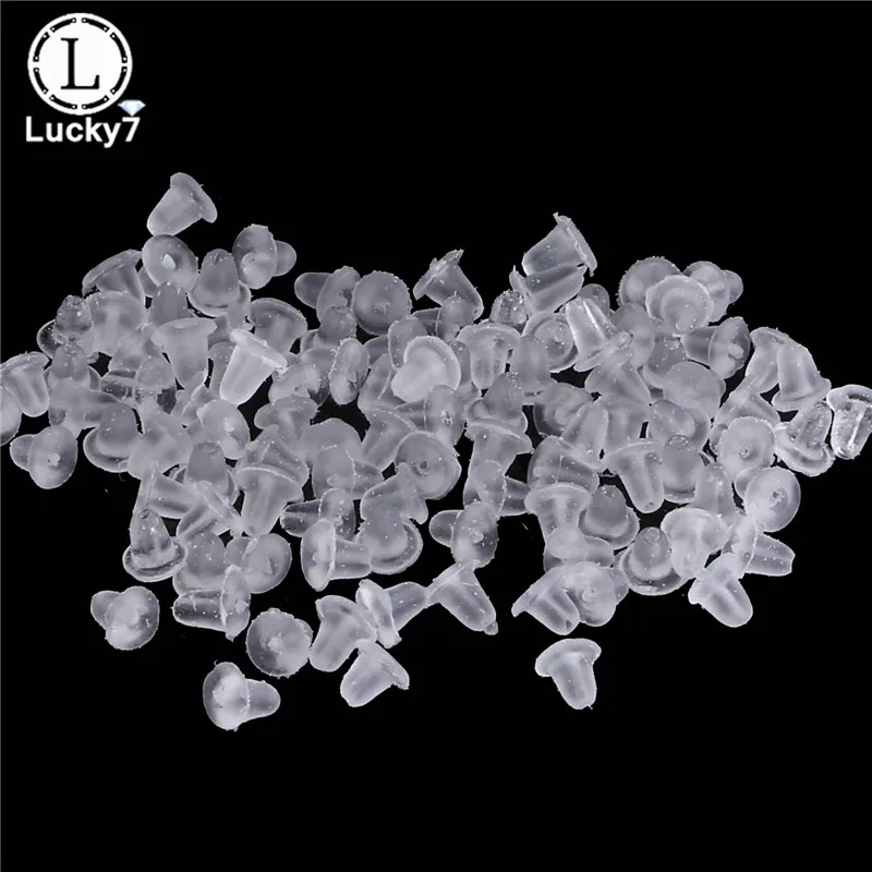 

Wholesale 100pcs/lot DIY Earrings Accessories Transparent Ear Caps Silicone Earplugs Plastic Earrings Studs Silicone Ear Back