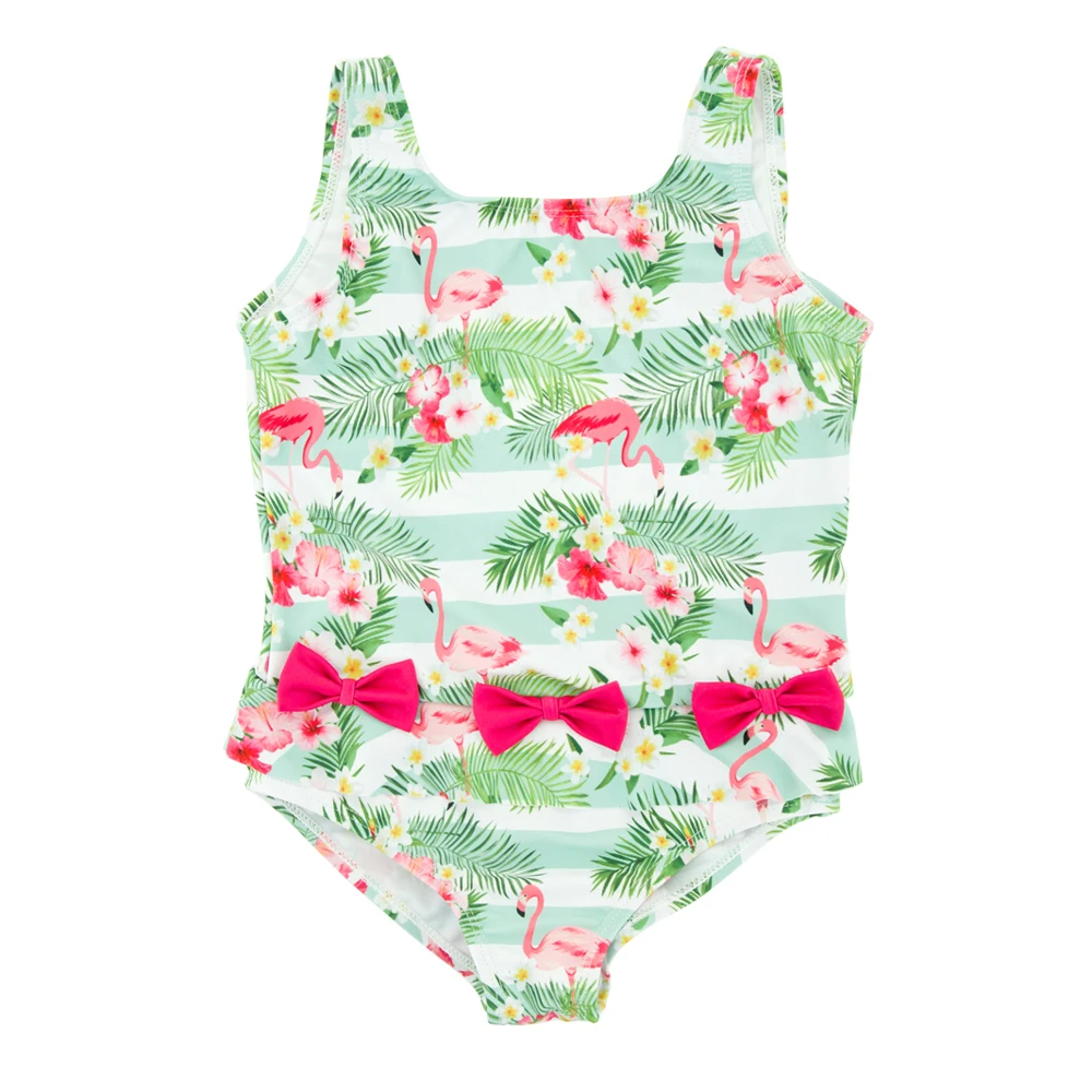 Honeyzone-traje De baño De una pieza para niña, bañador Infantil a rayas con estampado De dibujos animados, para Playa y Piscina