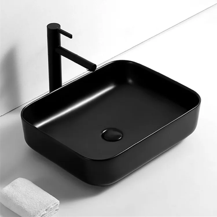 

Nordic ceramic table basin basin square black simple basin home bathroom European art washbasin