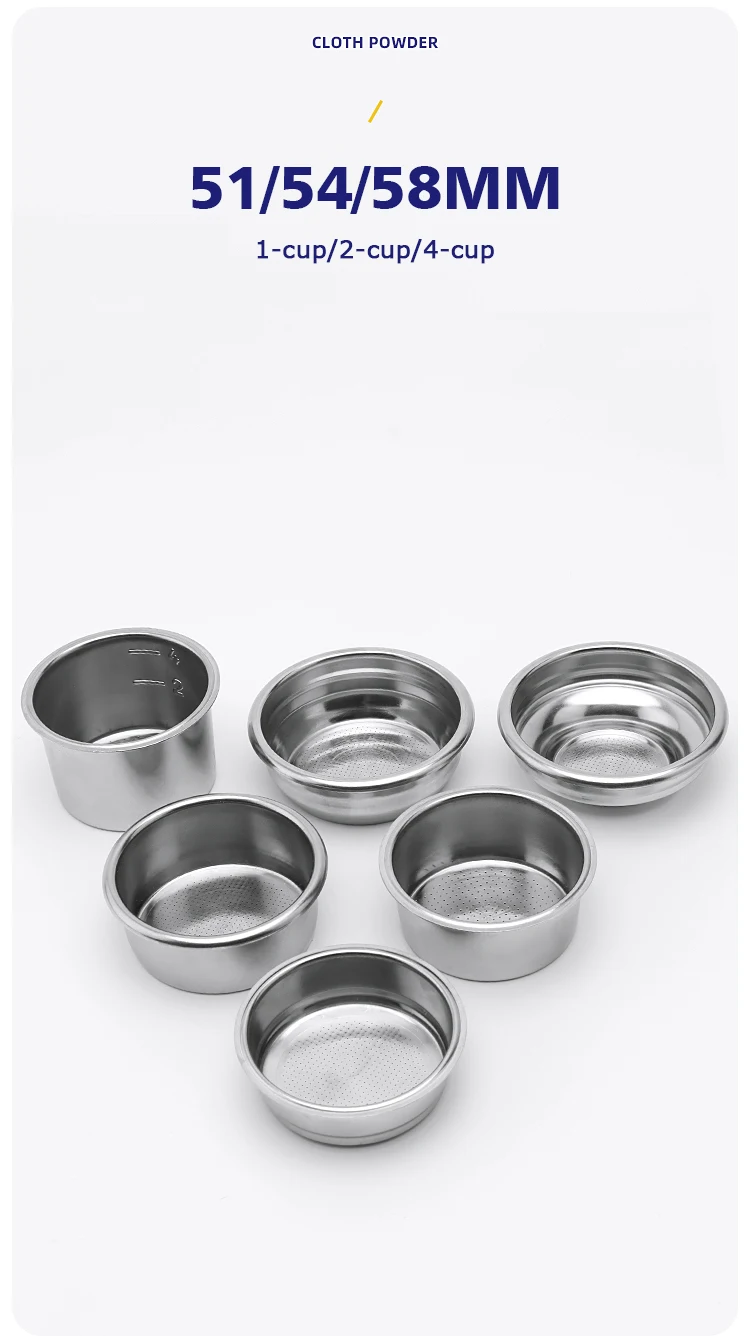 Coffee Filter Basket 51mm 54mm 58mm Clean Cup Non Pressurized Replacement For E61 Delonghi Breville Portafilter Accessories