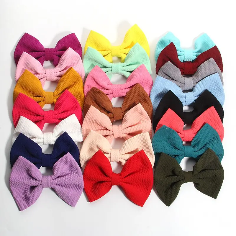 

120PCS 13CM 5.1" New Beauty Fabric Hair Bows For Hair Clips Boutique Seersucker Waffle For Girls DIY Hair Bow Clip Accessories