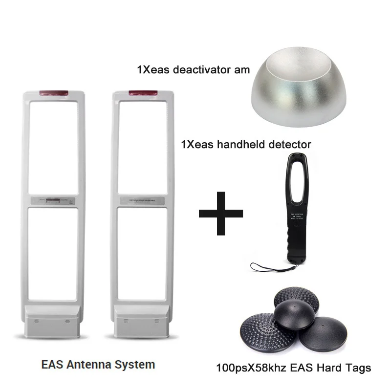 

EAS Security System Kit with Hard Labels Tags & Disassembler & Detector EAS Gate for Supermarket Clothing Shop Store AM 58Khz