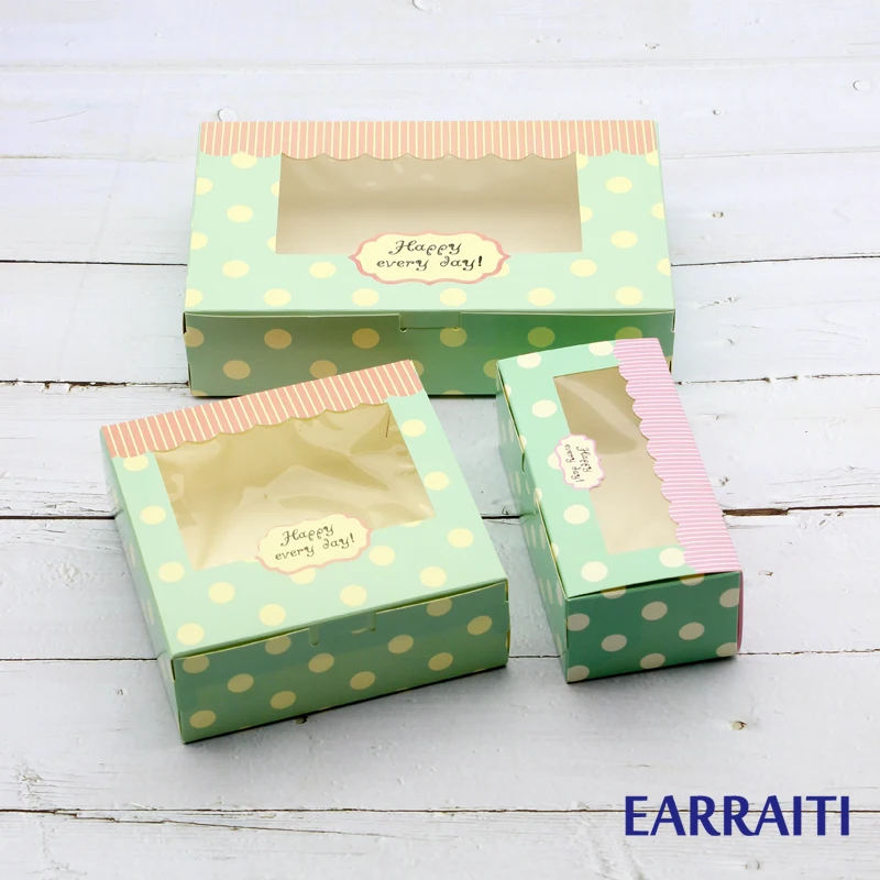 

50PCS Kraft Paper Gift Box With Window Cookie Candy Cake Silk Scarf Decorating Gift Wedding Party Favor Baking Boxes Dots