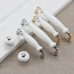 KK&FING White Ceramic Door Handles Modern Furniture Knobs Zinc Alloy Ceramic Pulls Kitchen Cupboards Cabinet Door Drawer Handle