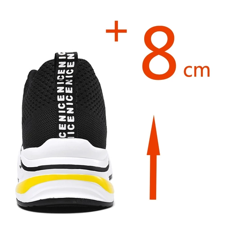 FUQIAO Men Heightening Shoes Elevator Shoes Height Increase Shoes for Men Casual Height Shoes Insole 6CM Black Gray Shoes