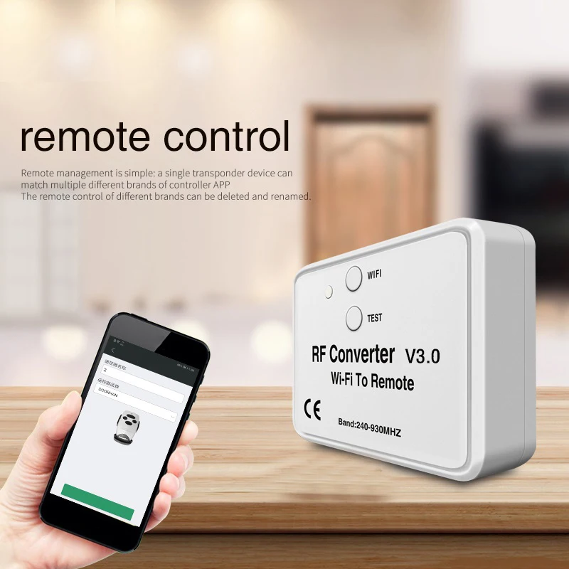 Universal Wireless Wifi to RF Converter Phone Instead Remote Control 240-930Mhz for Smart Home