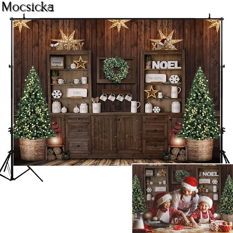 عيد الميلاد المطبخ التصوير خلفية الخشب مجلس الوزراء أدوات المطبخ الدعائم الطفل صورة كوك خلفية فوتوكال صور استوديو