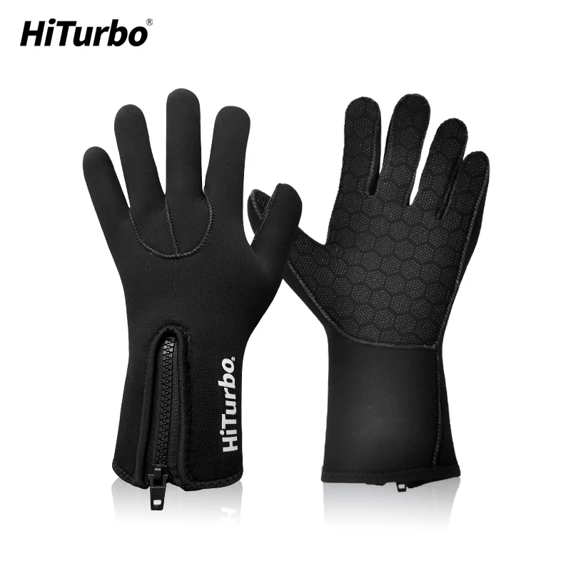 Hiturbo 3mm neopren dalış eldiveni yüzmek dalış Anti kayma kış yüzme eldiven Anti Scratch Wetsuit sıcak tutmak