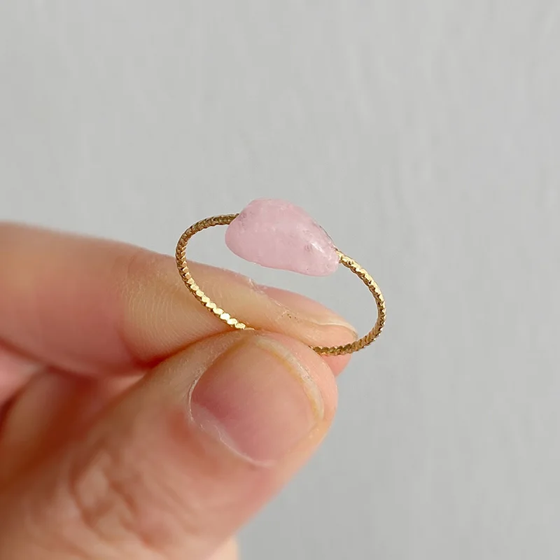 Natürliche Stein Perlen Ringe Minimalistischen Kristall Amethysten Lapis Lazuli Stein Finger Ring Gold Farbe Edelstein Ring Weiblichen Schmuck Geschenk – Detail 11