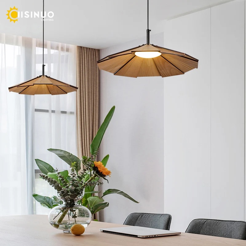 LED Solid Wood Pendant Light Nordic Restaurant Bar Office Hanging lamp home deco Dining Room Black Walnut Pendant lights fixture