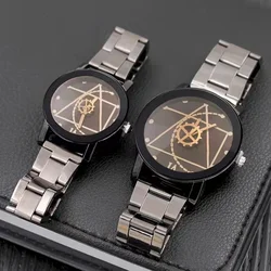 Elegante casual aço de tungstênio personalizado casal relógio masculino e feminino banda de aço negócios esportes moda retro relógios