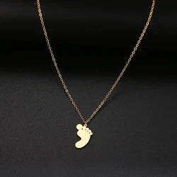Lovely Baby Foot Feet Pendant Necklace for Women Baby Footprint Stainless Steel Jewelry Mum Son Daughter Mother's Day Gifts