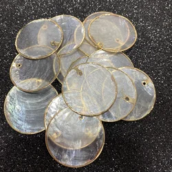 1PC Natural Mirror Shell Pendants Disc Shape Shells Pendant Charms for Jewelry Making DIY Necklace Earrings Accessories Gifts