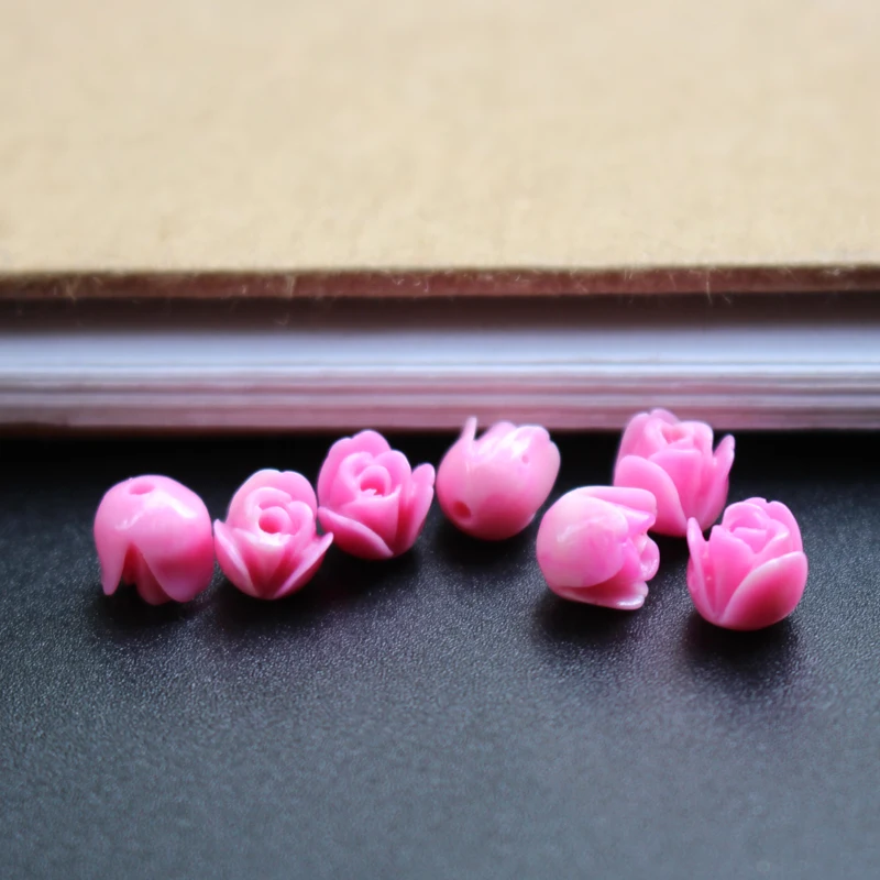 20 teile/los 7mm Künstliche Korallen Tulpen Blume Perlen Rot Farbe Cabochon Mode Perlen für Schmuck machen DIY zubehör – Detail 11
