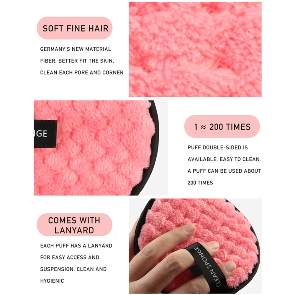 1Pcs Reusable Cotton Pads Microfiber Cloth Makeup Facial Remover Sponge Puff Double Layer Wipe Pads Washable Cleaning Towel Tool