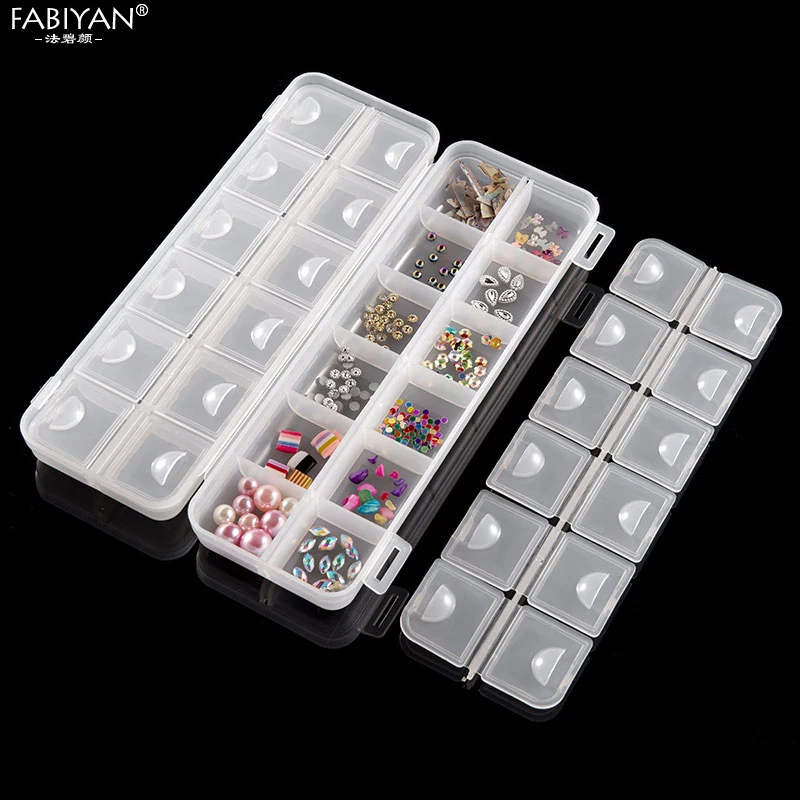 24 Grids Translucent Storage Box Nail Art Decorations Container Case Jewelry Rhinestone Bead Earrings Display Collapsible Tool