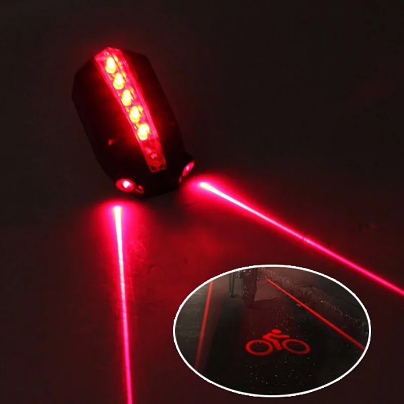 

2 Laser+5 LED Rear Bike Bicycle Tail Light Beam Safety Warning Red Lamp Cycling Light Luz Bicicleta Luces Bicycle Accessories