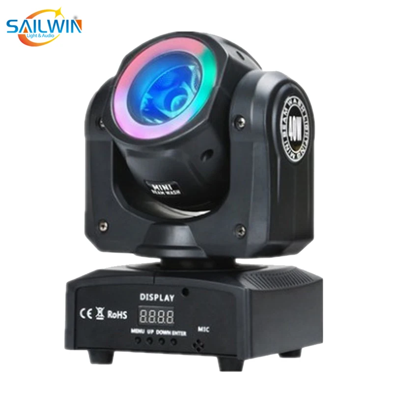 Sailwin Stage Light Lyre DMX512 4IN1 RGBW 60W Beam led stage moving head light With LED Strip DJ Beam Wash Spot Lights