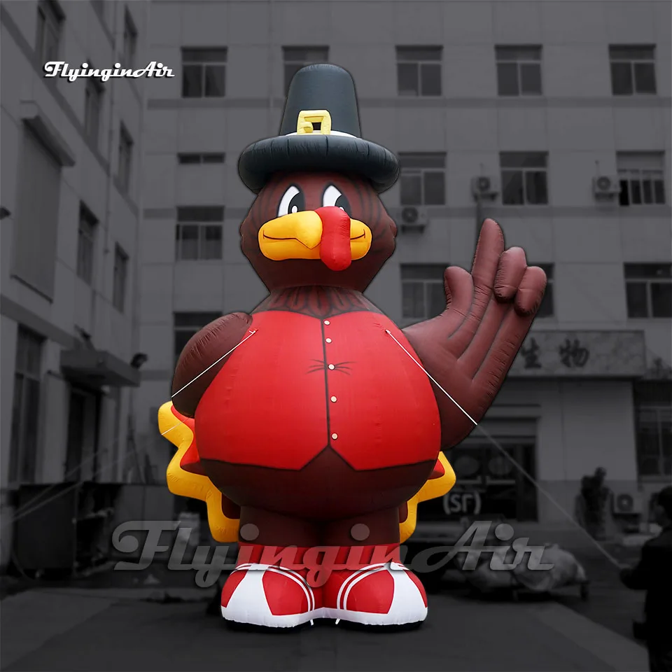 Customized Christmas Cartoon Animal Mascot Model 6m Red Inflatable Turkey Balloon For Thanksgiving Day Decoration